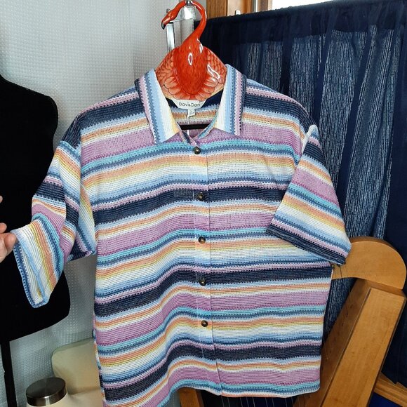 NWT!! DAVI & DANI Summer Vibe Striped Shirt - Picture 1 of 11